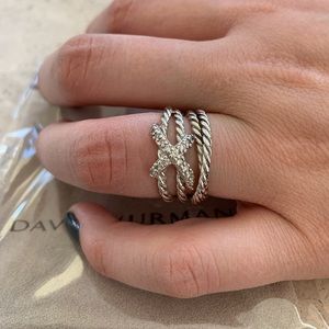 Brand New Crossover X ring with diamonds - size 7